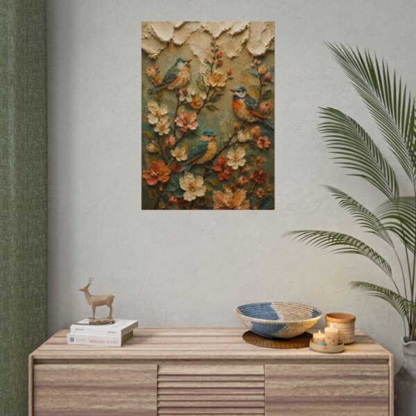 Look at the Birds Scripture Poster | Matthew 6:26 Christian Wall Art | Modern Boho Impasto Print | Textured Palette Knife Folk Art Decor
