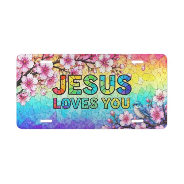 Jesus Loves You Vanity Plate | Rainbow Floral License Tag