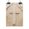 Modern Abstract Cross Impasto Poster | Minimalist Christian Wall Art | Textured Palette Knife Plaster Print | Neutral Beige Faith Home Decor