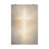 Glowing Christian Cross Wall Art Poster, Ethereal Light in Clouds Spiritual Print, Modern Religious Faith Home Decor, Divine Christian Gift