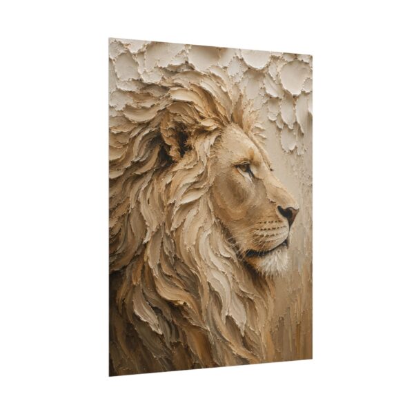Lion of Judah Muted Majesty Poster | Modern Minimalist Christian Wall Art | Textured Palette Knife Plaster Print | Boho Neutral Faith Decor