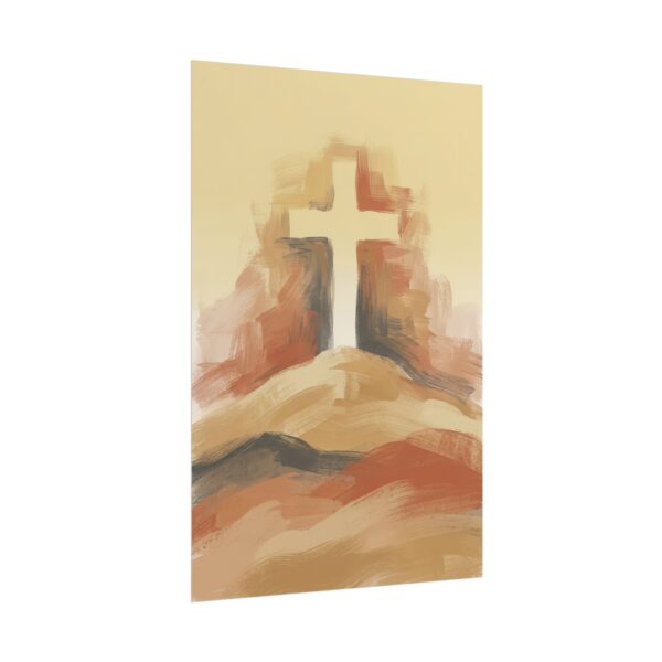 Abstract Christian Cross Wall Art, Modern Boho Scripture Poster, Earth Tone Christian Home Decor, Minimalist Faith Painting Print