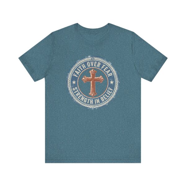 16530111931645843236_2048.jpeg Faith Over Fear Cross Tee | Strength in Belief Christian Shirt
