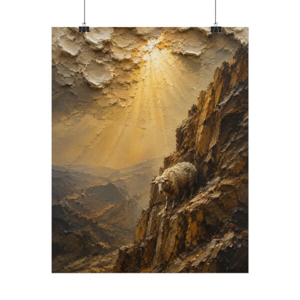 1654732425373748596_2048.jpeg Leaving the 99 Lost Sheep Impasto Poster | Christian Cliffside Oil Painting Art | Parable of the Lost Sheep | Textured Palette Knife Print