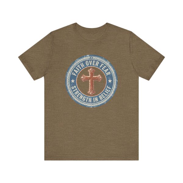 16769973946119699628_2048.jpeg Faith Over Fear Cross Tee | Strength in Belief Christian Shirt