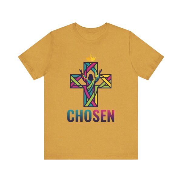 16772763743001215092_2048.jpeg Chosen Crowned Cross T-Shirt | Colorful Stained Glass Christian Faith Tee