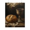 The Last Supper Elements Still Life Poster | Communion Bread and Wine Art | Moody Christian Wall Decor | Impasto Palette Knife Chalice Print