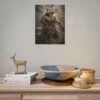 Jacob Wrestling the Angel Poster | Modern Charcoal & Ivory Christian Wall Art | Textured Palette Knife Print | Genesis 32 Biblical Decor