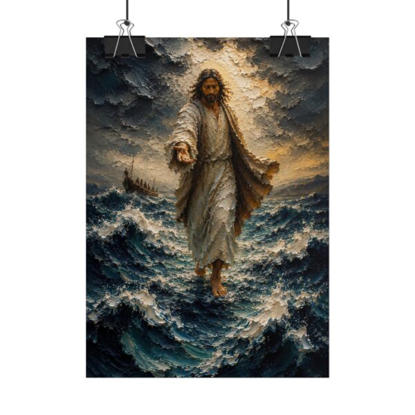 1709349717732054607_2048.jpeg Jesus Walking on Water Impasto Poster | Stormy Sea of Galilee Christian Art | Faith Over Fear Wall Decor | Textured Jesus in Storm Print