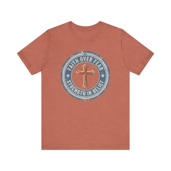 17111775540933380518_2048.jpeg Faith Over Fear Cross Tee | Strength in Belief Christian Shirt