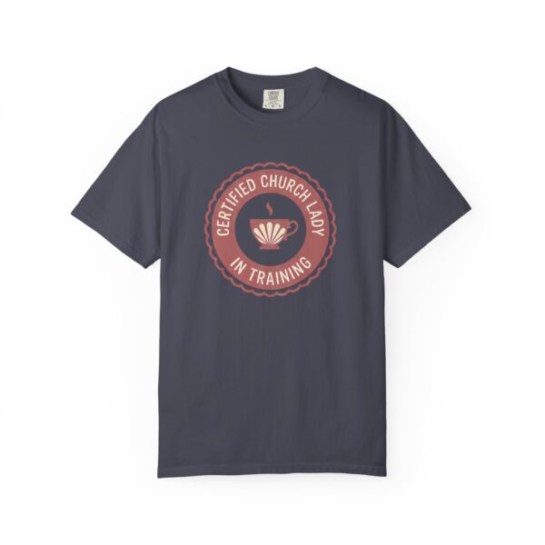 1729436713508302170_2048.jpeg Comfort Colors® Certified Church Lady In Training T-Shirt | Tea Cup Badge Design, Bible Verse Shirt, Coffee Lover Christian Gift