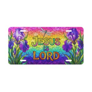 17435787751470472864_2048.jpeg Jesus is Lord Vanity Plate | Rainbow Iris Floral License Plate