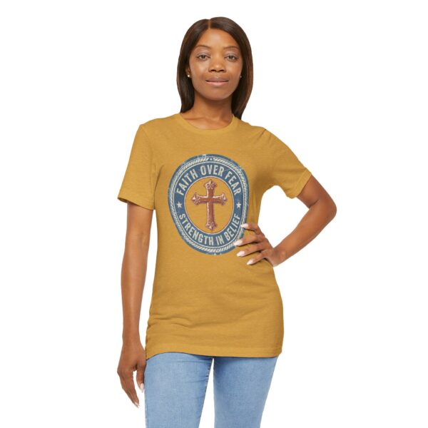 1743708585021804316_2048.jpeg Faith Over Fear Cross Tee | Strength in Belief Christian Shirt