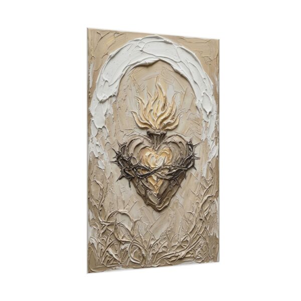 17542622216948371072_2048.jpeg Sacred Heart of Jesus Poster | Modern Beige & Gold Catholic Wall Art | Textured Palette Knife Plaster Print, Immaculate Heart Christian Gift