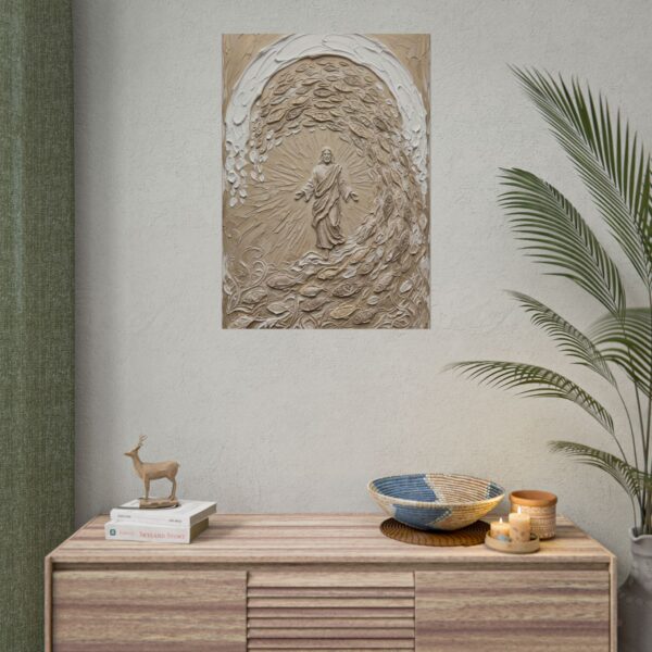 17553125773759671602_2048.jpeg Miraculous Catch of Fish Poster | Modern Beige Jesus Miracles Wall Art | Textured Palette Knife Plaster Print | Luke 5 Christian Home Decor