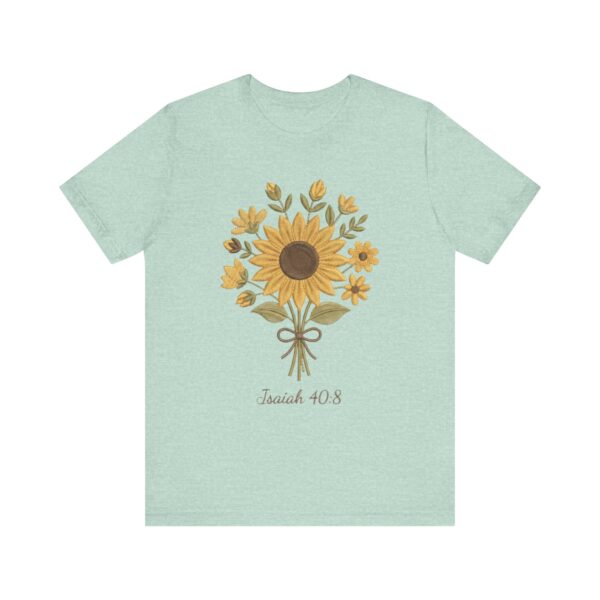 Sunflower Bouquet Isaiah 40:8 T-Shirt | Floral Scripture Tee