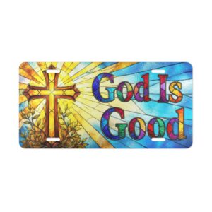 17593482628428870604_2048.jpeg God Is Good Vanity Plate | Religious License Plate, Stained Glass Cross
