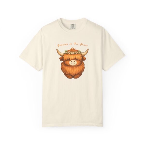 17822052805025803408_2048.jpeg Comfort Colors® Highland Cow Floral Crown T-shirt | Cute Scottish Cattle Illustration, Bible Verse Shirt, Religious Women