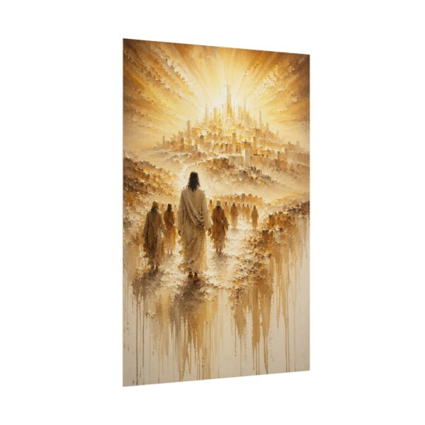 17907819035105146382_2048.jpeg New Jerusalem Poster | Jesus Leading to Holy City Wall Art | Thick Impasto Christian Art Print | Golden Palette Knife Modern Faith Decor