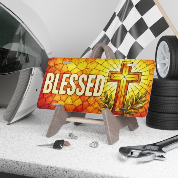 Blessed Cross Vanity Plate | Religious License Plate, Christian Car Decor