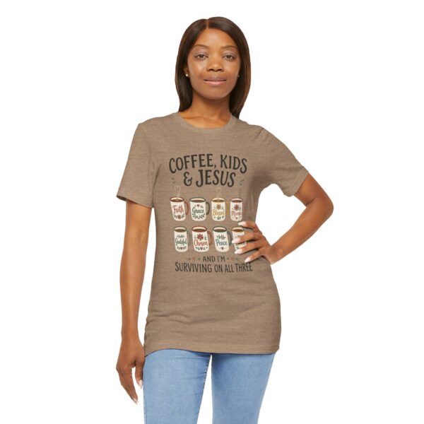 Coffee, Kids & Jesus T-Shirt | Christian Mom Tee, Surviving on All Three