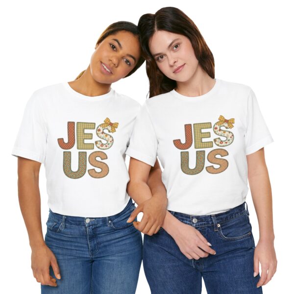 Jesus applique letters T-Shirt | floral patchwork faith tee