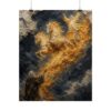 Elijah Chariot of Fire Poster | Modern Charcoal & Gold Christian Wall Art, Textured Palette Knife Plaster Print, Old Testament Miracle Decor