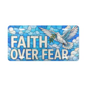 1922770961848665799_2048.jpeg Faith Over Fear vanity plate | Dove and stained glass clouds