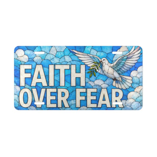 1922770961848665799_2048.jpeg Faith Over Fear vanity plate | Dove and stained glass clouds