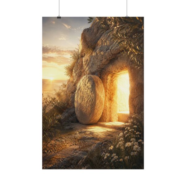Empty Tomb Easter Wall Art, He Is Risen Christian Poster Print, Resurrection Sunday Home Decor, Religious Holiday Gift, Divine Church Decor