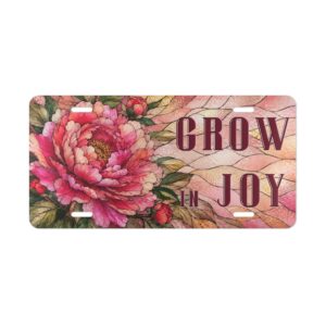 206569539345831688_2048.jpeg Grow in Joy floral Vanity Plate | Pink Peony Garden decorative license plate