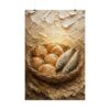 2196740973246901331_2048.jpeg Loaves and Fishes Poster | Matthew 14 Miracle Wall Art | Textured Palette Knife Plaster Print | Warm Oatmeal & Beige Farmhouse Faith Decor