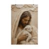 254307200294549836_2048.jpeg Jesus and the Lamb of God Impasto Poster | Modern Neutral Christian Wall Art | Textured Palette Knife Portrait | Minimalist Faith Home Decor
