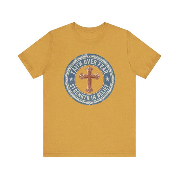 2656420389887015574_2048.jpeg Faith Over Fear Cross Tee | Strength in Belief Christian Shirt