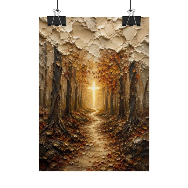 2675960774571916986_2048.jpeg The Way of the Cross Forest Path Poster | Autumn Wooded Trail Christian Art, Textured Palette Knife Painting | Warm Neutral Faith Home Decor