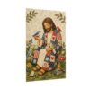 Jesus and Birds Poster | Cute Folk Art Christian Wall Art | Americana Patchwork Quilt Style Faith Print | Cozy Religious Nursery Kids Decor