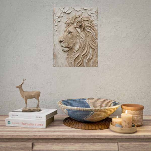 3025745798431900090_2048.jpeg Lion of Judah Poster | Modern Beige Christian Wall Art | Textured Palette Knife Plaster Print | Lion of Judah Scripture Art Decor