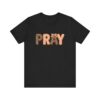 Pray leopard and gingham letters T-Shirt | Faith graphic tee