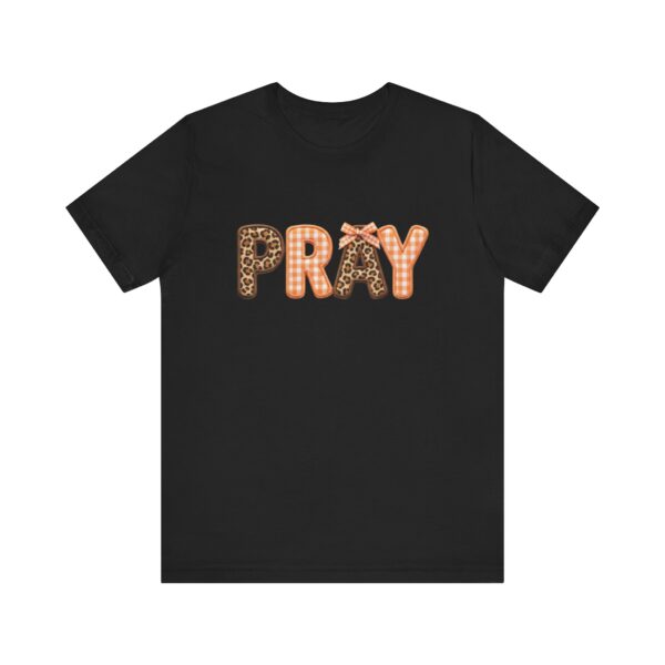 Pray leopard and gingham letters T-Shirt | Faith graphic tee