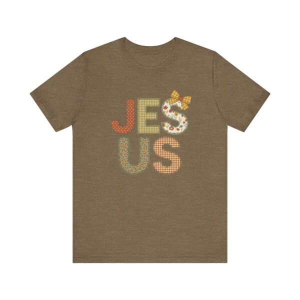Jesus applique letters T-Shirt | floral patchwork faith tee