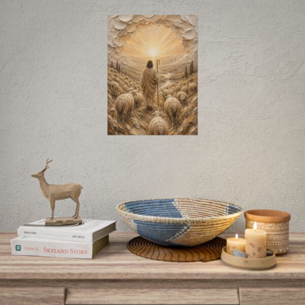 3163025008846079050_2048.jpeg The Lord is My Shepherd Poster | Psalm 23 Christian Wall Art | Modern Farmhouse Taupe & Gold Impasto Print | Palette Knife Faith Decor