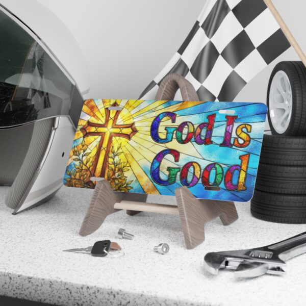 God Is Good Vanity Plate | Religious License Plate, Stained Glass Cross