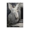 The Angel at the Empty Tomb Poster | Modern Easter Resurrection Wall Art, Textured Palette Knife Plaster Print, Gray & White Christian Decor