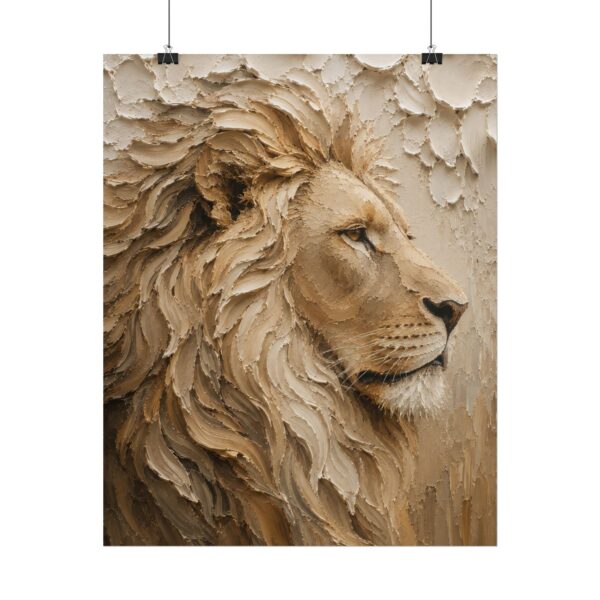 Lion of Judah Muted Majesty Poster | Modern Minimalist Christian Wall Art | Textured Palette Knife Plaster Print | Boho Neutral Faith Decor