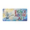Peace Above All Vanity Plate | Dove with Olive Branch, Stained Glass Style