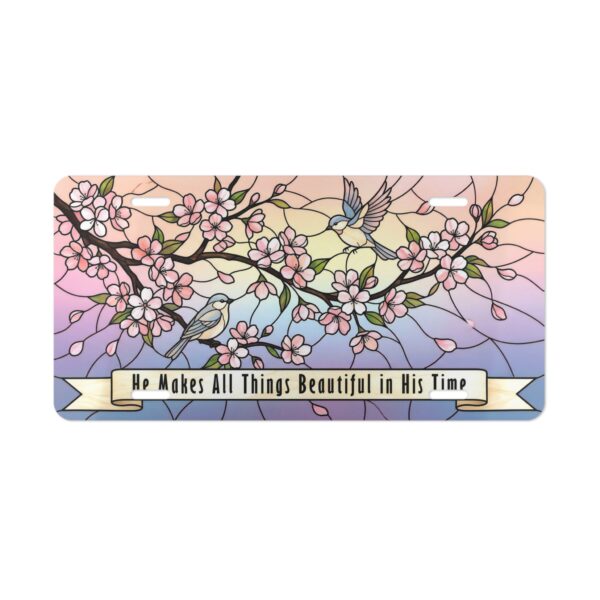 3826864000896137507_2048.jpeg Cherry Blossom Birds Vanity Plate | Scripture Banner "He Makes All Things Beautiful in His Time"