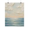 Peace Be Still Calm Sea Impasto Poster | Minimalist Christian Ocean Wall Art | Sage Green and Blue Waves Print | Textured Faith Decor