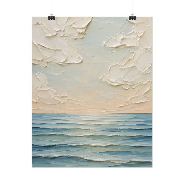 Peace Be Still Calm Sea Impasto Poster | Minimalist Christian Ocean Wall Art | Sage Green and Blue Waves Print | Textured Faith Decor