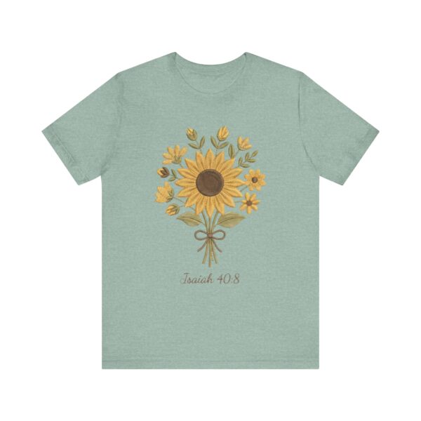 Sunflower Bouquet Isaiah 40:8 T-Shirt | Floral Scripture Tee