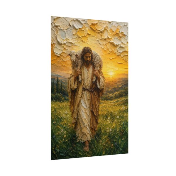 4184832435745517100_2048.jpeg The Good Shepherd Impasto Oil Painting Poster | Jesus Carrying Lost Lamb Wall Art | Christian Home Decor | Palette Knife Texture Print